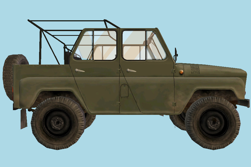 Russian Military Car UAZ 469 3d model